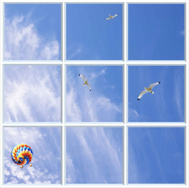 Skytak LED-belysning 60x60cm med himmelsmotiv